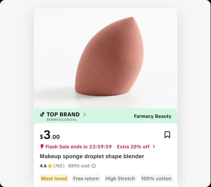 TikTok Shop product listing screen